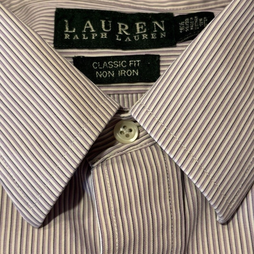 Lauren Ralph Lauren Men Classic Fit Button Down 16.5‎ 32/33 Lt Purple Striped